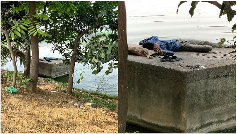 চৈত্রের দাবদাহ থেকে রক্ষা পেতে ঝিলের গাছের ছায়ায় ট্যাঙ্কির উপর ঘুমিয়ে নিচ্ছেন সহায় সম্বলহীন একজন ছিন্নমূল মানুষ।
স্থান: হাতির ঝিল, ঢাকা।
তারিখ : ২৩ মার্চ ২০২৪
ছবি সংগ্রহে : সৈয়দ জাফরান হোসেন নূর, দৈনিক আমার বাঙলা।