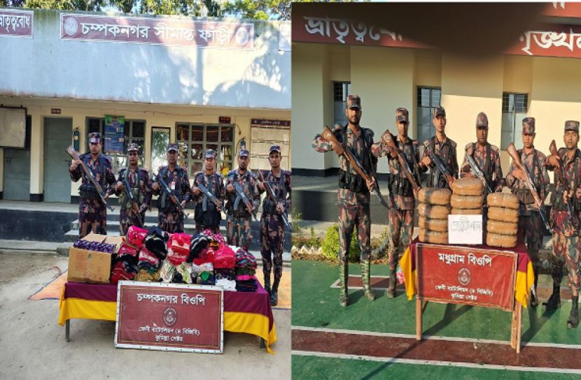 ছাগলনাইয়া সীমান্তে বিজিবির অভিযান, গাঁজা ও চোরাচালান পণ্য জব্দ