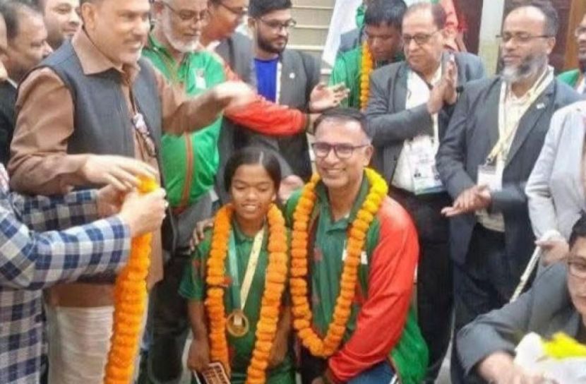 শ্রীমঙ্গলের  স্বর্ণপদকজয়ী  চৈতীকে নিয়ে গ্রামে আনন্দের বন্যা