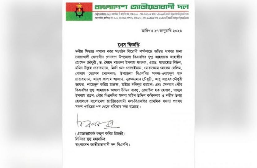 বিদ্রোহী প্রার্থীর পক্ষে প্রচারণা: নোয়াখালীতে বিএনপির ১৮ নেতা বহিষ্কার