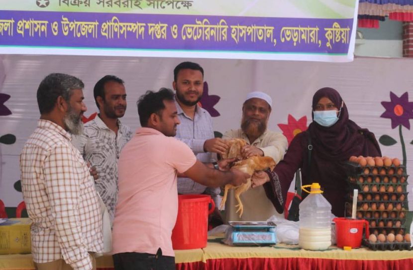 কুষ্টিয়ায় প্রাণিসম্পদের উদ্যোগে সুলভ মূল্যে দুধ, ডিম ও মুরগী বিক্রি