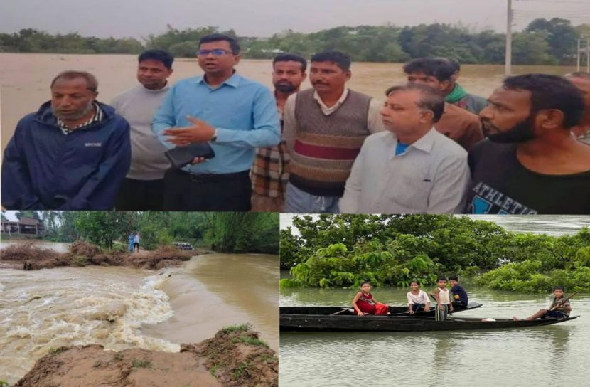 পাহাড়ি ঢলে টানা বৃষ্টিতে মৌলভীবাজারে ৫ শতাধিক পরিবার পানিবন্দি