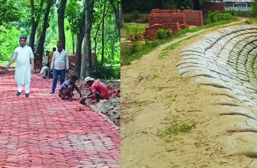 বোয়ালখালী হারগাজী খাল ভাঙন রোধে ও রাস্তার উন্নয়নের কাজ চলছে