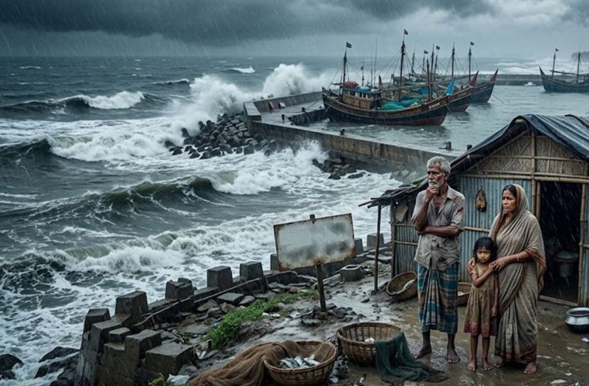 উত্তাল সাগরে বন্ধ মাছ ধরা, সংকটে জেলে পরিবার